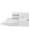 Nautica - Queen Sheets, Cotton Percale Preppy Bedding Set, Crisp & Cool, Lightweight & Breathable (Buoy Line Grey, Queen),White, Grey