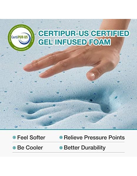 BedStory 7.6 cm gel foam memory topper, mattress topper, hardness degree H2 + H3, 2-in-1 cold foam, mattress topper orthopaedic for mattresses, box spring bed, sofa bed, with removable (180 x 200 cm)