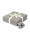 Penguin Home Knitted Throw Blanket 100% Cotton - Grey Colour - with Extra Soft Hand Feel for Sofa Couch and Bed - Warm and Cosy Blanket - 130x150 cm (50"x60")