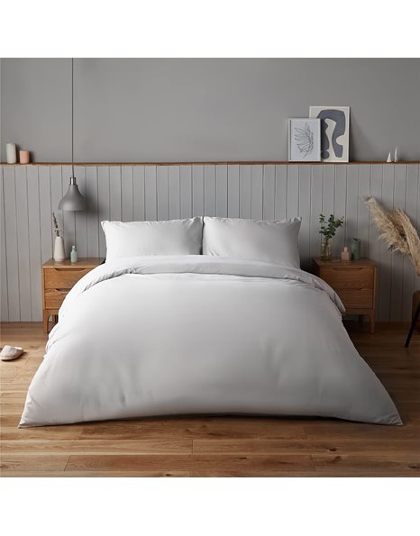 Silentnight Supersoft Collection White Grey Duvet Cover Set. Super Soft and Snuggly Easy Care Duvet Cover Quilt Bedding Set - Single (135cm x 200cm) + 1 Matching Pillowcase