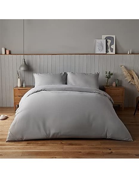 Silentnight Supersoft Collection Dove Grey Duvet Cover Set. Super Soft and Snuggly Easy Care Duvet Cover Quilt Bedding Set - Single (135cm x 200cm) + 1 Matching Pillowcase