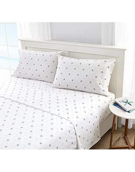 Nautica - King Sheet Set, Cotton Percale Bedding Set, Crisp & Cool, Lightweight & Breathable (Star Spangled Coastal Blue, King)