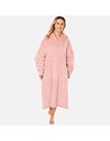 Sienna Extra Long Oversized Blanket Hoodie Wearable Throw with Pockets Sleeves Soft Sherpa Fleece Wearable Throw Giant Sweatshirt, Blush Pink