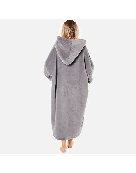 Sienna Extra Long Oversized Blanket Hoodie Wearable Throw with Pockets Sleeves Soft Sherpa Fleece Wearable Throw Giant Sweatshirt, Charcoal Grey