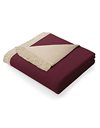 AmeliaHome Cuddly Blanket 150 x 200 cm Blanket with Fringes Cotton Fringe Bordeaux Sand Colour