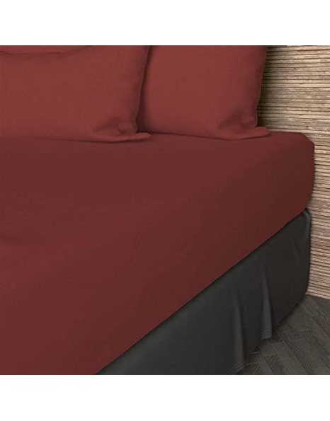 Soleil docre, Fitted Sheet, Cotton, 57 Threads, Red, 140 x 200 cm