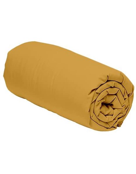 Duquennoy & Lepers - Fitted Sheet 30 cm - Percale 80 Thread Count - 180 x 200 cm, Mustard Yellow