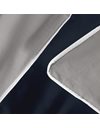 Duquennoy & Lepers - Duvet Cover 260 x 240 cm + 2 Pillowcases 63 x 63 cm - Percale 80 Thread Count - Navy Blue/Light Grey