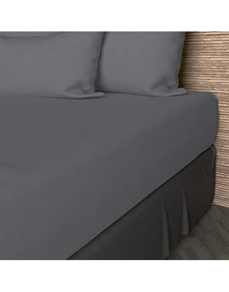 Soleil docre, Plain Cotton Fitted Sheet, 57 Thread Count, 180 x 200 cm, Grey