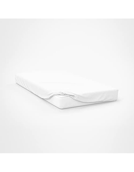 Soleil docre, Plain Cotton Fitted Sheet, 57 Thread Count, 180 x 200 cm, White