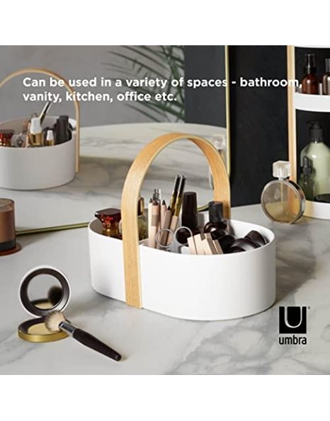 Umbra Bellwood Caddy, Organiser for Kitchen, Bathroom and Office, White/Natural