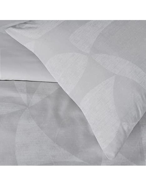 Sleepdown Cutout Textured Geo Reversible Duvet Cover Quilt Bedding Set with Pillowcases Soft Easy Care Bed Linen - Natural - King (230cm x 220cm)