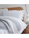 Appletree Loft - Cassia Frill - 100% Cotton Duvet Cover Set - King Bed Size in White
