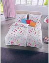 fleuresse 113825 Summer Maco Satin Bed Linen Summer Flowers with Bees Oeko-Tex® Standard 100 Certified 155 x 220 cm Red