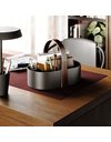 Umbra Bellwood Caddy with Removable Divider Organizer for Cosmetics, Office Supplies and More, Black/Walnut