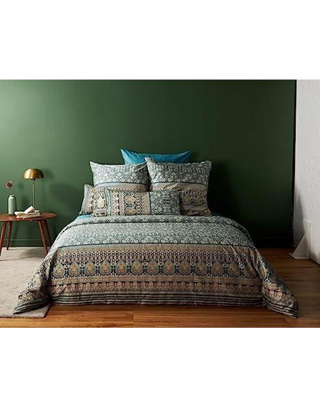 Bassetti Mira 9325980 Bed Linen + 2 Pillowcases Made from 100% Cotton Satin in Green V1, Dimensions: 240 x 220 cm + 2 K 80 x 80 cm