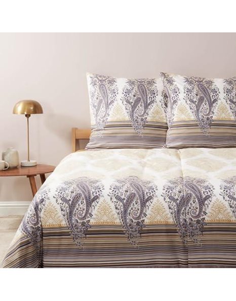 Bassetti FIESOLE 9327165 Bed Linen + 1 Pillowcase 100% Cotton Satin Grey G1 Limited Edition Dimensions: 135 x 200 cm + 80 x 80 cm