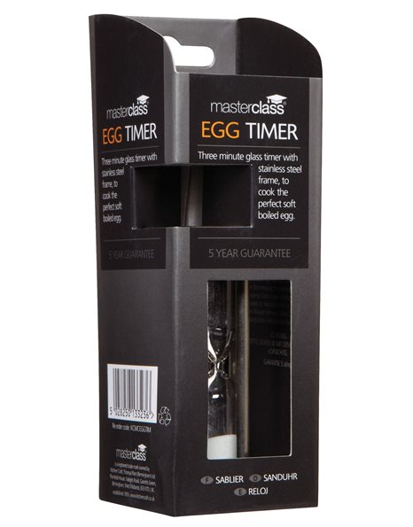 MasterClass Egg Timer, Kitchen Timer, 3-Minute Hourglass, Stainless Steel, Silver