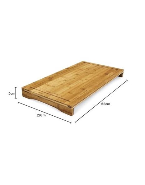 Relaxdays Bamboo Chopping Board, Size: 4.5 x 52 x 29 cm, Wooden Cutting Board, Serving Board with Juice Groove and Counter Edge, Brown