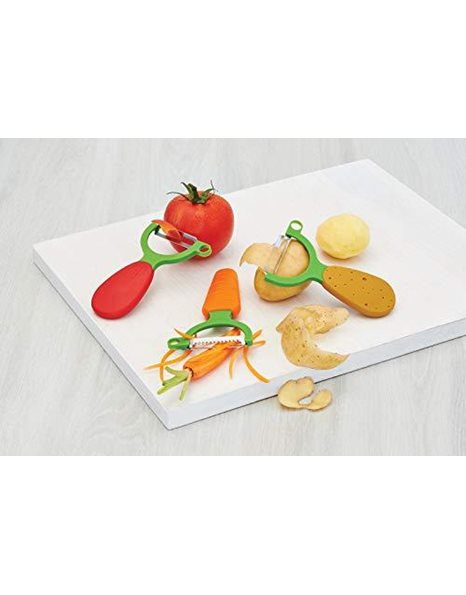 Kuhn Rikon 20403 3-Piece Veggie Peeler Set, Potato / Carrot / Tomato , 13.2 x 7.2 x 1.3 cm