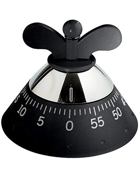 Alessi Kitchen Timer A09 B Design Kitchen Timer with Mechanical Mechanism Thermoplastic, Black