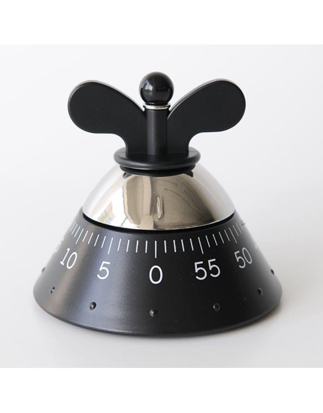 Alessi Kitchen Timer A09 B Design Kitchen Timer with Mechanical Mechanism Thermoplastic, Black