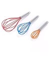 MSV Set of 3 Silicon Egg Whisk,S/S Handle, Stainless Steel, Multi-Colour, 1-Pack