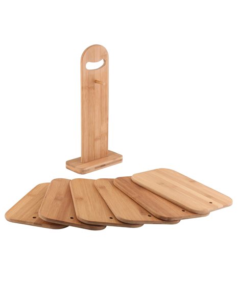 axentia Wood Chopping Rustic-Bamboo Cutting Board Set, Brown, 22 x 15 x 0.8 cm