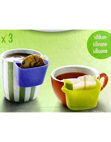 Metaltex Silicone Cherry/Bamboo/253815080 Tea Bag Tray, Set of 3, Orchid, 4 x 7.5 x 4.5 cm