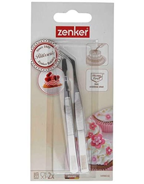 Zenker Serving and Decoration Tweezers Set of 2 Stainless Steel, Silver, 11 und 12cm
