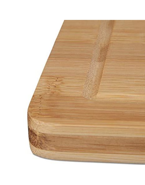 Relaxdays Bamboo Chopping Board, Carving Board, Juice Groove, Handle Cut-Out, Massive, HxWxD: 2 x 40 x 30 cm, Wood, Natural Brown
