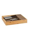 Relaxdays Bamboo Block, in-Drawer Knife Organizer, Cutlery Storage, HWD 6.5x38x33.5cm, Natural, Large