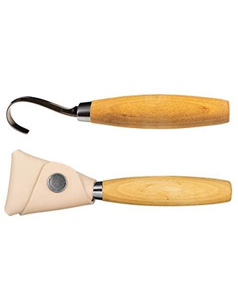 Morakniv Wood Carving Hook Knife 164, Right-Handed, w/Leather Sheath, Birchwood (M-13385)
