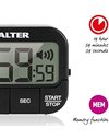 Salter 355 BKXCDU Digital Kitchen Timer - LCD Display, Loud Clock Timer, Magnetic Cooking Stopwatch, Self Standing, Count Up Or Down,19 Hours 59 Minutes and 59 Seconds, Memory Function, Large Buttons
