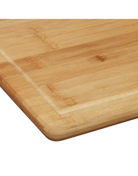 Relaxdays Natural Bamboo Chopping & Serving Board, Kitchen Chopping Board with Juice Rim, HWD: 2 x 56.5 x 50 cm