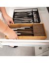 Relaxdays Bamboo Block, in-Drawer Knife Organizer, Cutlery Storage, HWD 6.5x38x33.5cm, Natural, Large