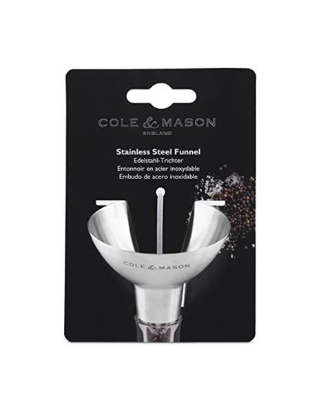 Cole & Mason H611928CS Dover Stainless Steel Funnel, Salt and Pepper Mill/Spice Shaker/Spice Jar/Oil and Vinegar Refill Tool