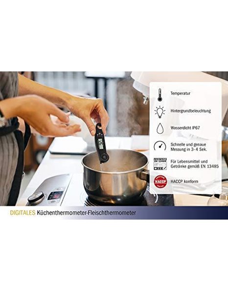TFA Dostmann 01 Digital Kitchen, 30.1061, Stainless Steel Probe, Meat Thermometer, Perfect for Cooking, BBQ, Baby Food, Bottle Opener, Plastic
