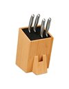 Relaxdays Knife Block, Storage for Blades, Universal Holder, Bristle Insert, Bamboo Rack, Without Knives, Natural/Black, 25 x 14.5 x 22 cm