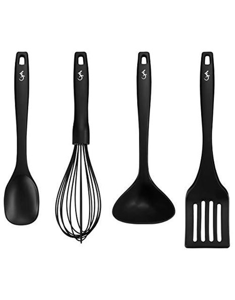 Lurch 240613 Smart Tool Essential Set Kitchen Utensil 100% BPA-Free Platinum Silicone with Nylon Core (Cooking Spoon, Spatula, Ladle and Whisk)