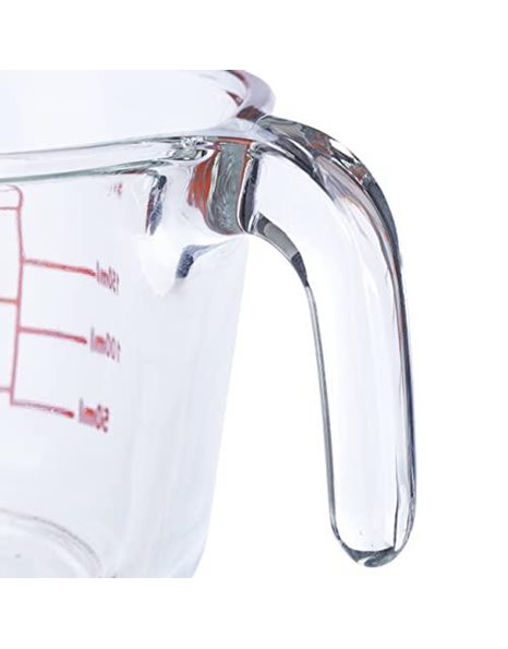 Relaxdays Glass Measuring Jug, 250 ml, Heat Resistant, Microwave Safe, Milliletres, Ounces & Cups, Transparent, 100%