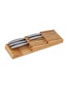 Relaxdays Knife Holder Drawer for 9 Knives and Sharpening Steel, Bamboo Knife Block Lying Down H x W x D: 5.5 x 13 x 40 cm, Natural