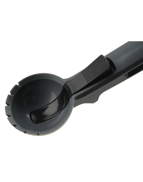 Fackelmann 45917 Plastic Ice Cream Scoop with Ice Ball Lifting Function, Black, 19 cm, Made in Germany