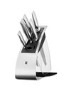WMF Knife block without knife made of matt stainless steel, plastic, empty empty for 8 knives, 1 meat fork and 1 sharpening steel