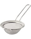 Olympia CF648 MasterClass Fine Mesh Sieve, Stainless Steel, Polished Rim and Handy Round Bowl with Hooked Handle, 7.5cm (4"), Tagged Silver