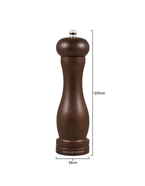 Cole & Mason HB0844P Forest Capstan Pepper Mill, Precision+ Wooden, Stained Beech Wood, 200 mm, Single, Includes 1 x Pepper Grinder