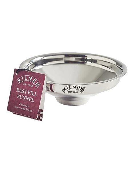 Kilner Stainless Steel Easy Fill Jam Jar Funnel, 14 x 14 x 5 cm, Silver