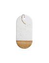 MasterClass Marble Cheese Board / Serving Board with Wooden Edge, 16.5 x 33.5 cm (6.5" x 13"), White/Brown