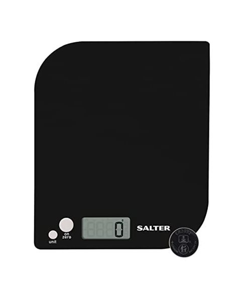 Salter 1177 BKWHDR Leaf Electronic Kitchen Scale – Digital Baking Scale, 5 kg Capacity, Food Scale, Add & Weigh Tare Function, Measure Liquids, Slim Platform, Easy Read Display, Metric/Imperial, Black