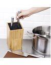 Vogue Wooden Knife Block with Bristles, Bamboo Universal Knife Block, Size: 24.5(H) x 12(W) x 15.5(D)cm, Will Fit Any Knife, Slight Angle for Easy Access, Professional & Home Chefs, CP862